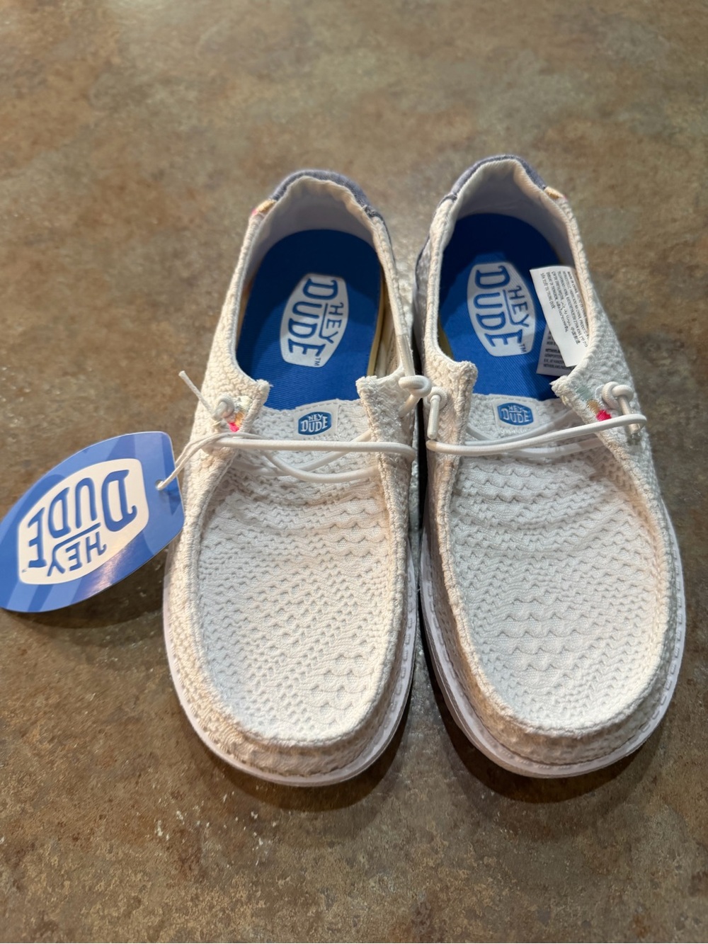 Hey Dude Wendy Boho Kids White Knit Slip-On Sneakers. Size KD13